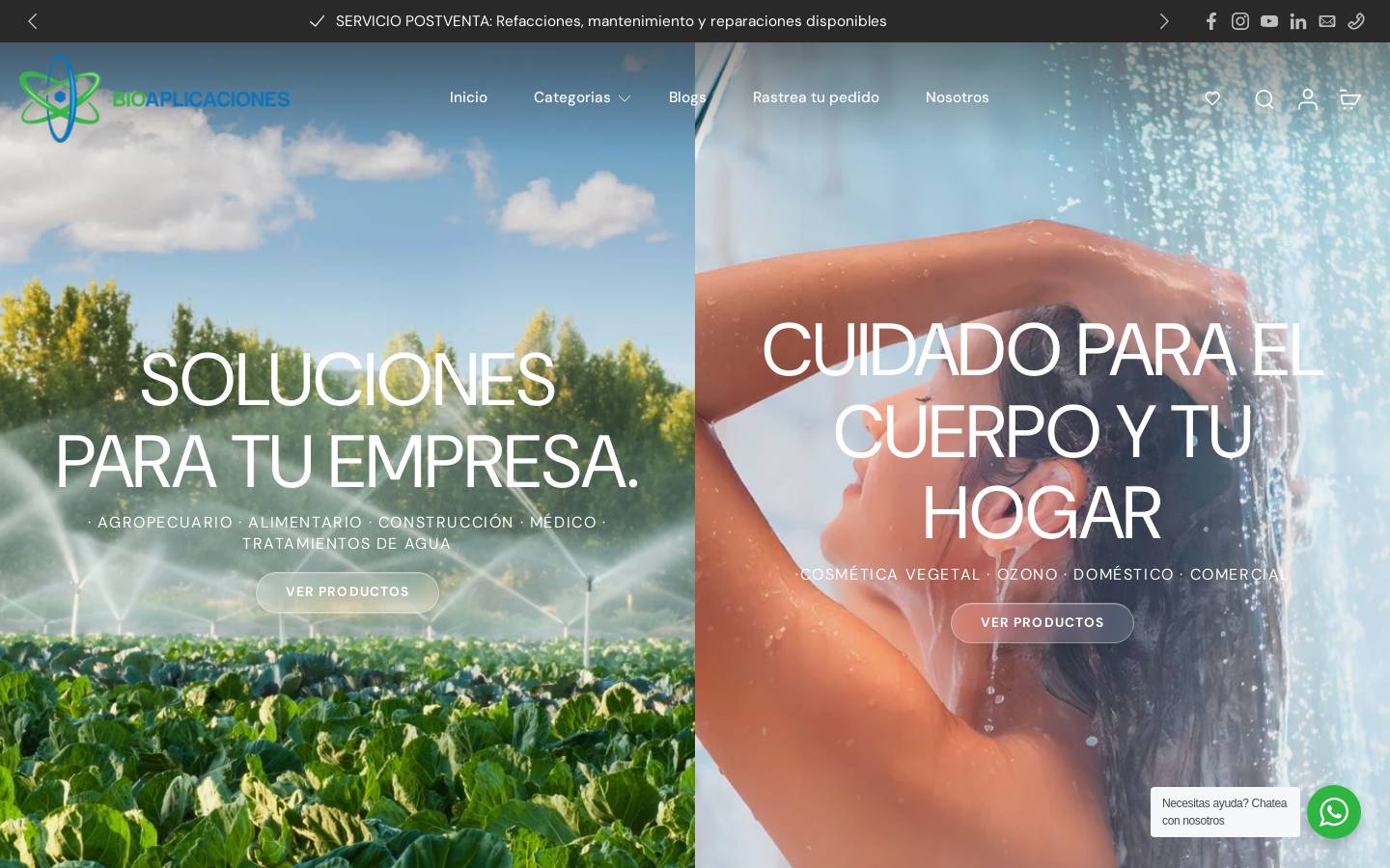 bioaplicaciones.com homepage screenshot