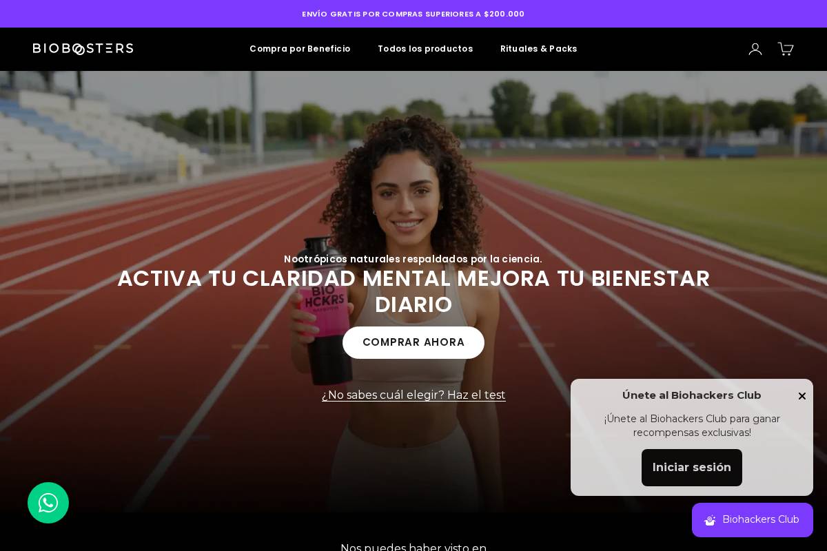 Bioboosters homepage screenshot