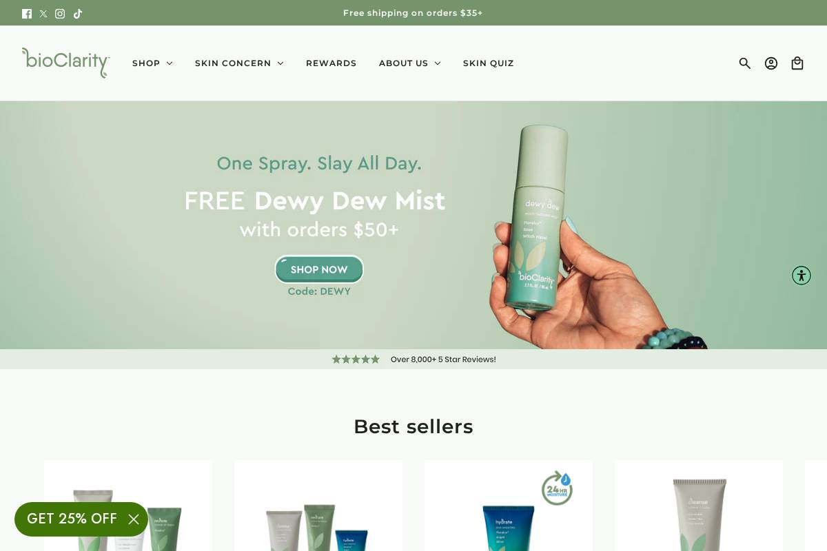 BioClarity homepage screenshot