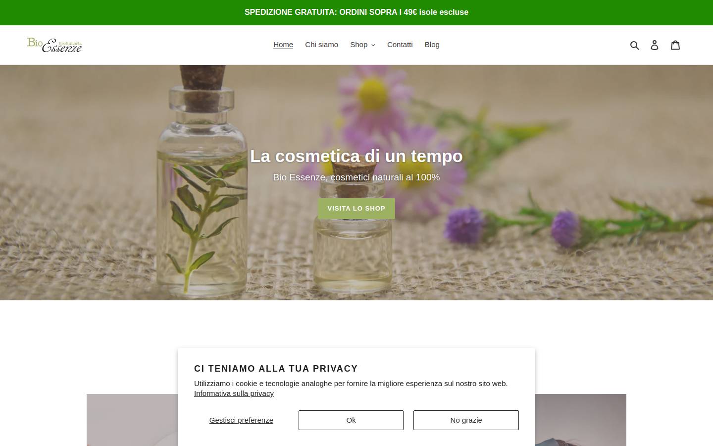 bioessenzeshop.com homepage screenshot
