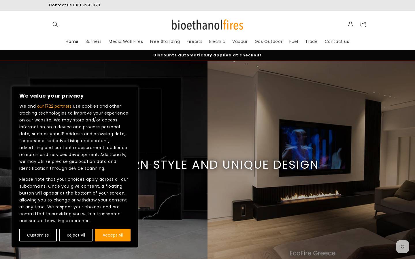 bioethanolfires.co.uk homepage screenshot