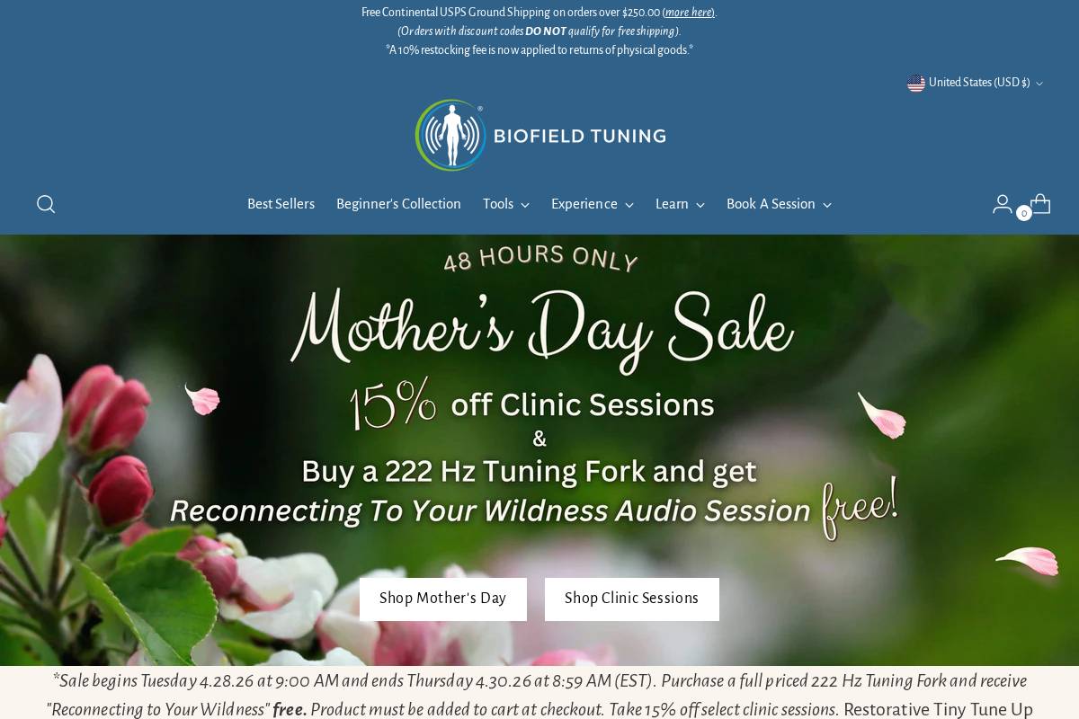 biofieldtuningstore.com homepage screenshot