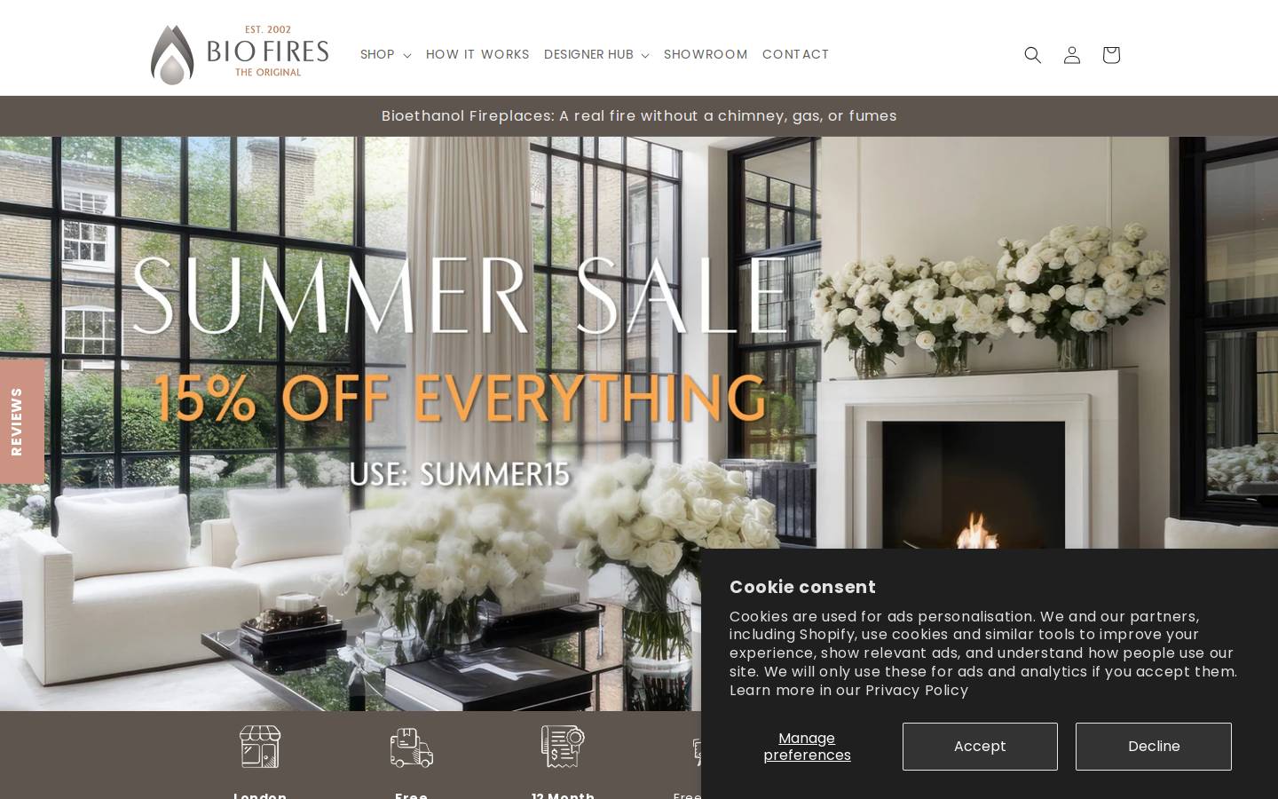 BioFires homepage screenshot