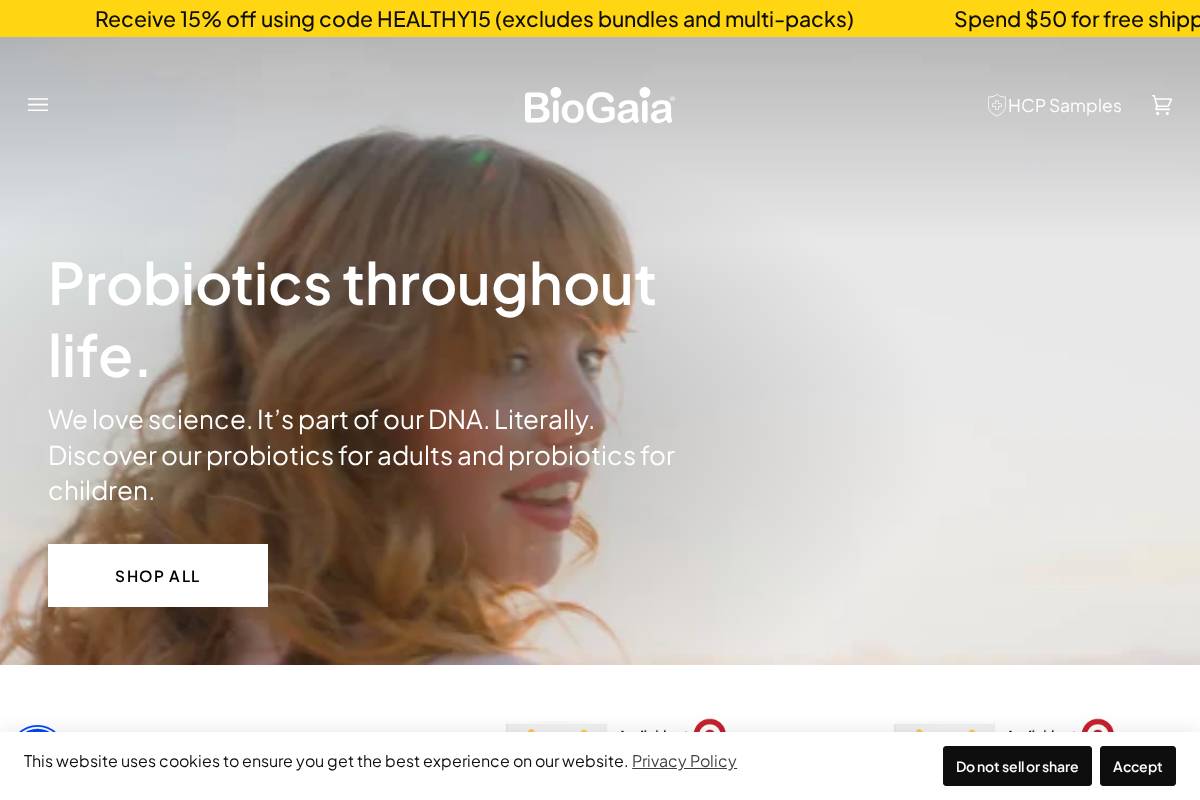 BioGaia homepage screenshot