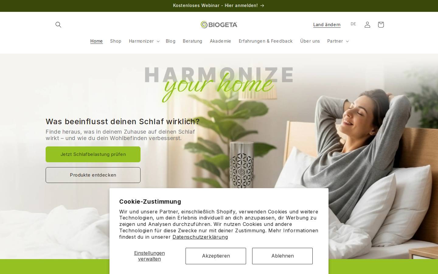 BIOGETA homepage screenshot