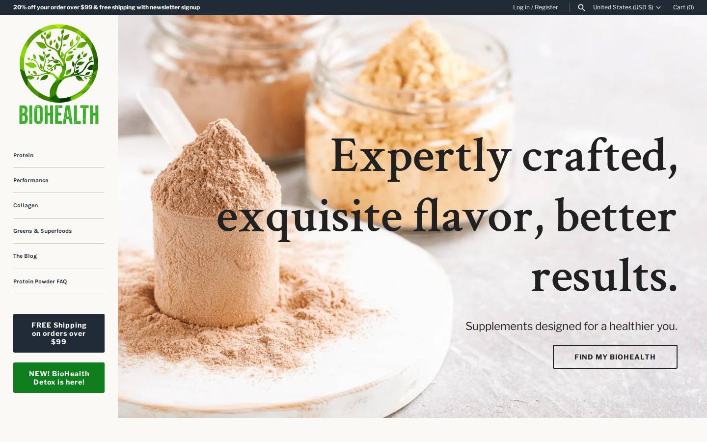 BioHealth Nutrition homepage screenshot