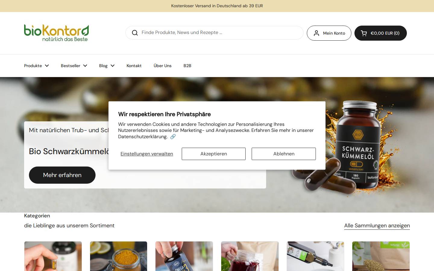 Biokontor homepage screenshot