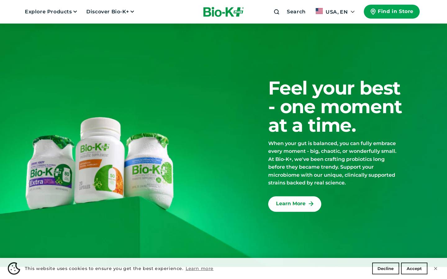 Bio-K+ International homepage screenshot