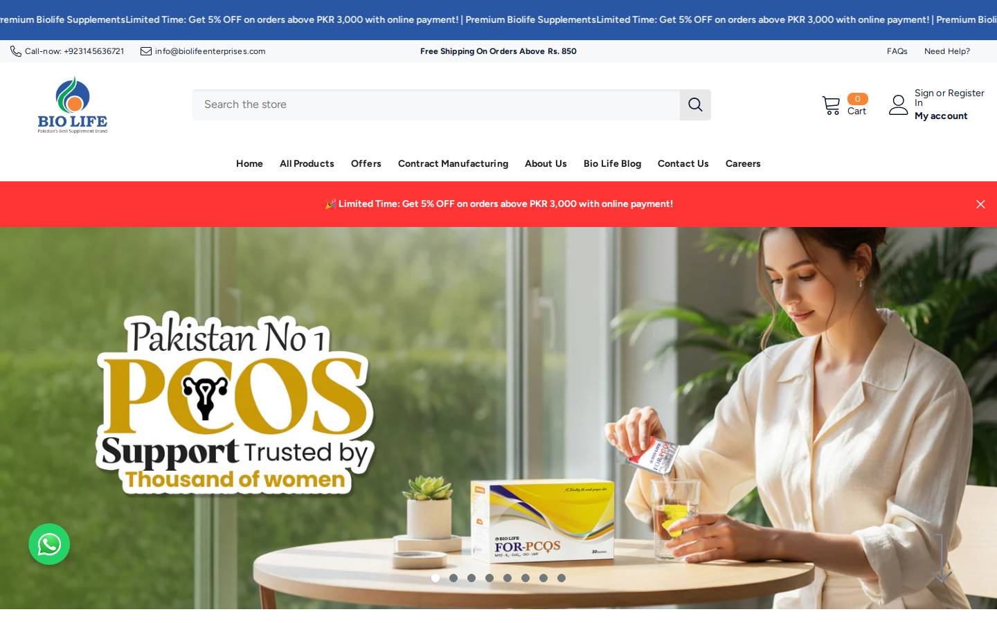 Biolifeenterprises homepage screenshot