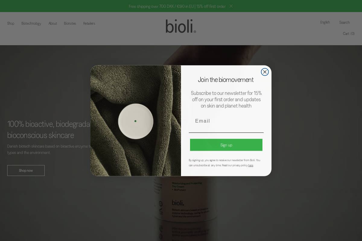 bioliskincare.com homepage screenshot