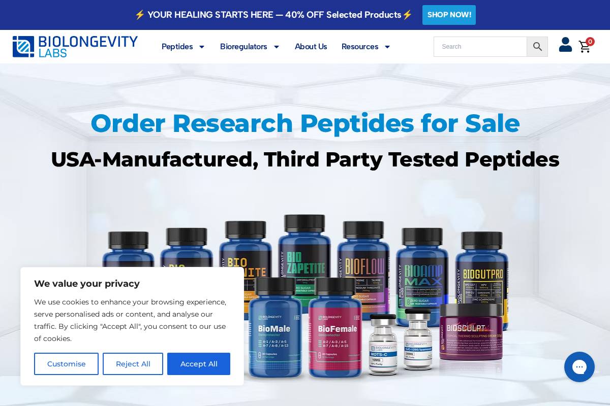 biolongevitylabs.com homepage screenshot