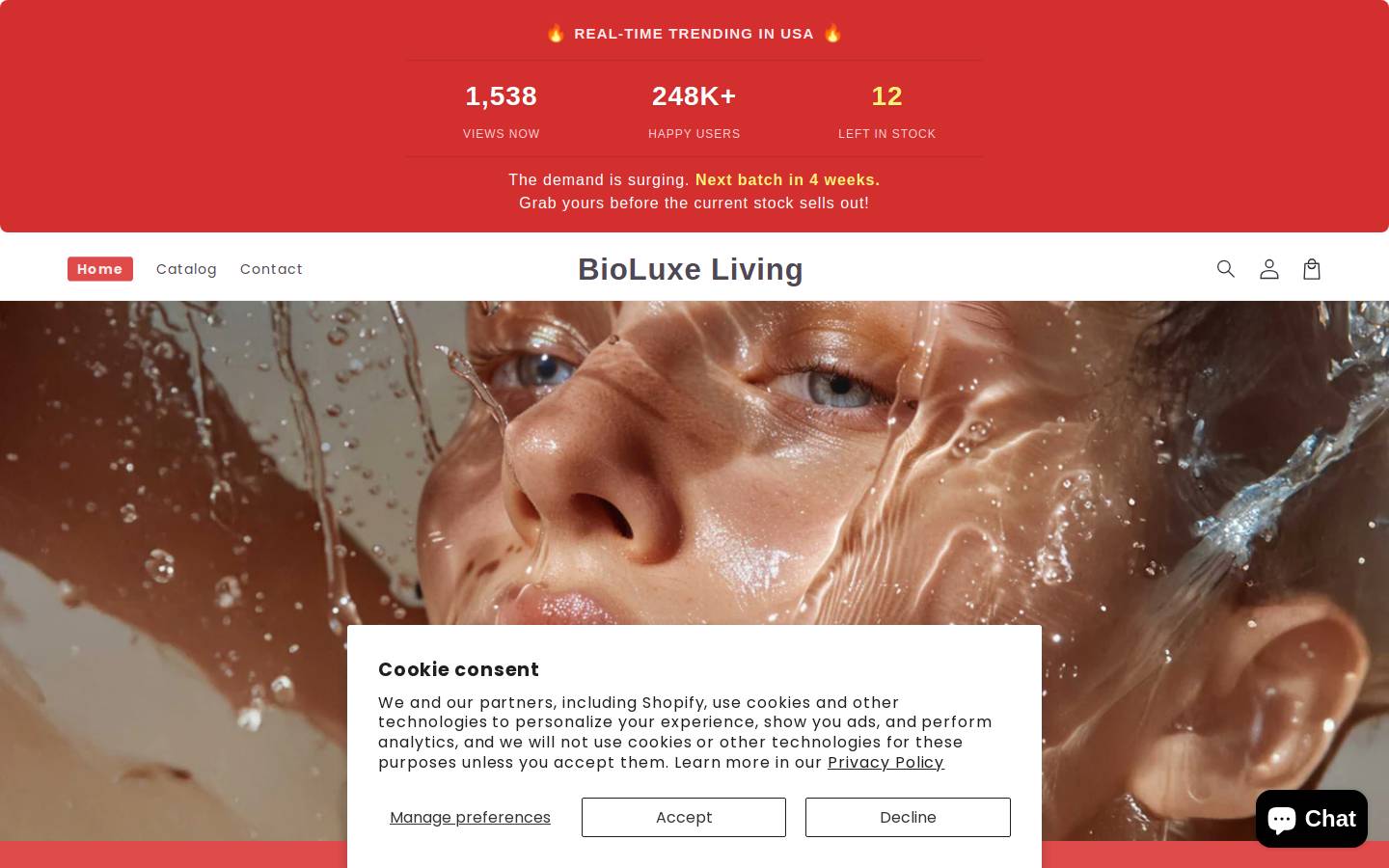 bioluxeliving.com homepage screenshot