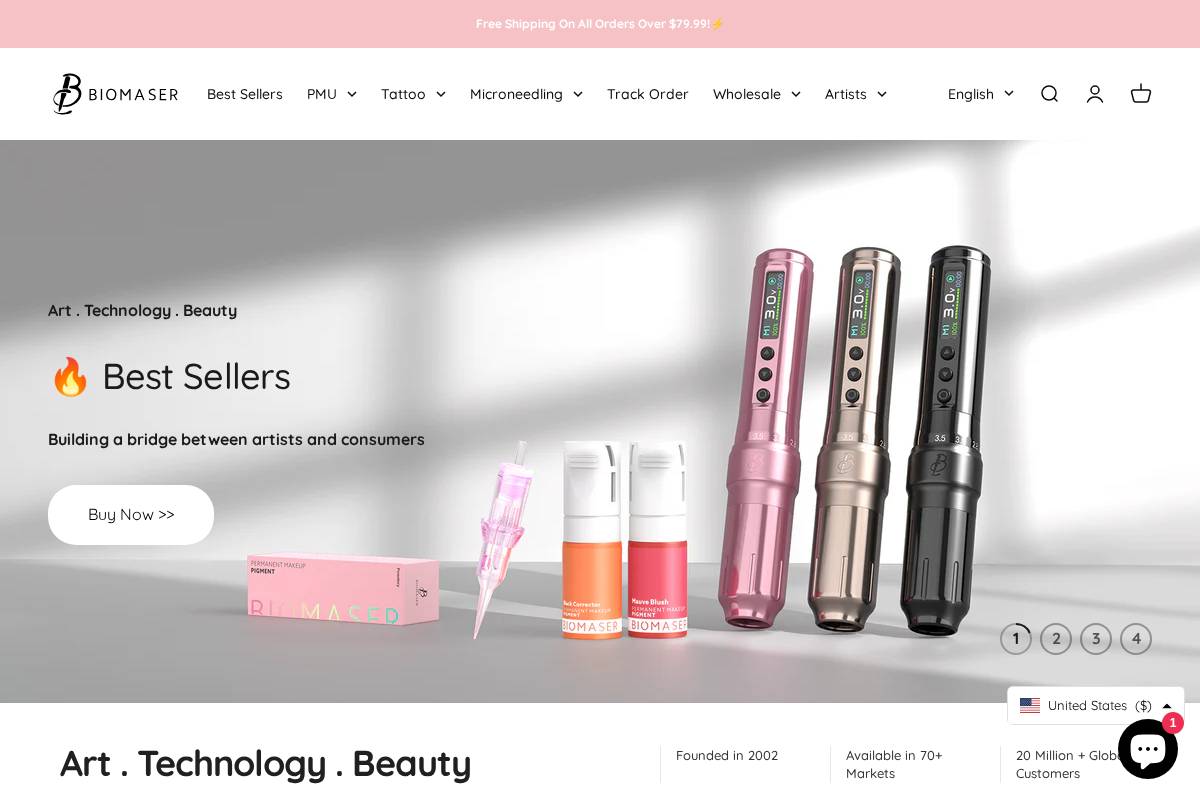 Biomaser homepage screenshot