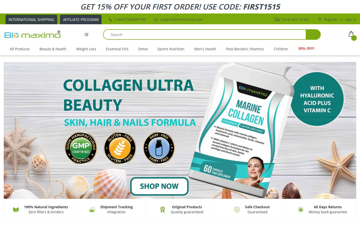 biomaximo.com homepage screenshot