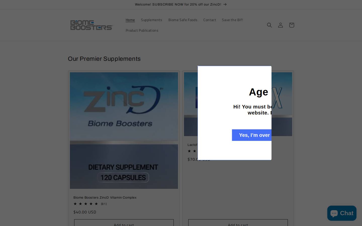 biomeboosters.com homepage screenshot