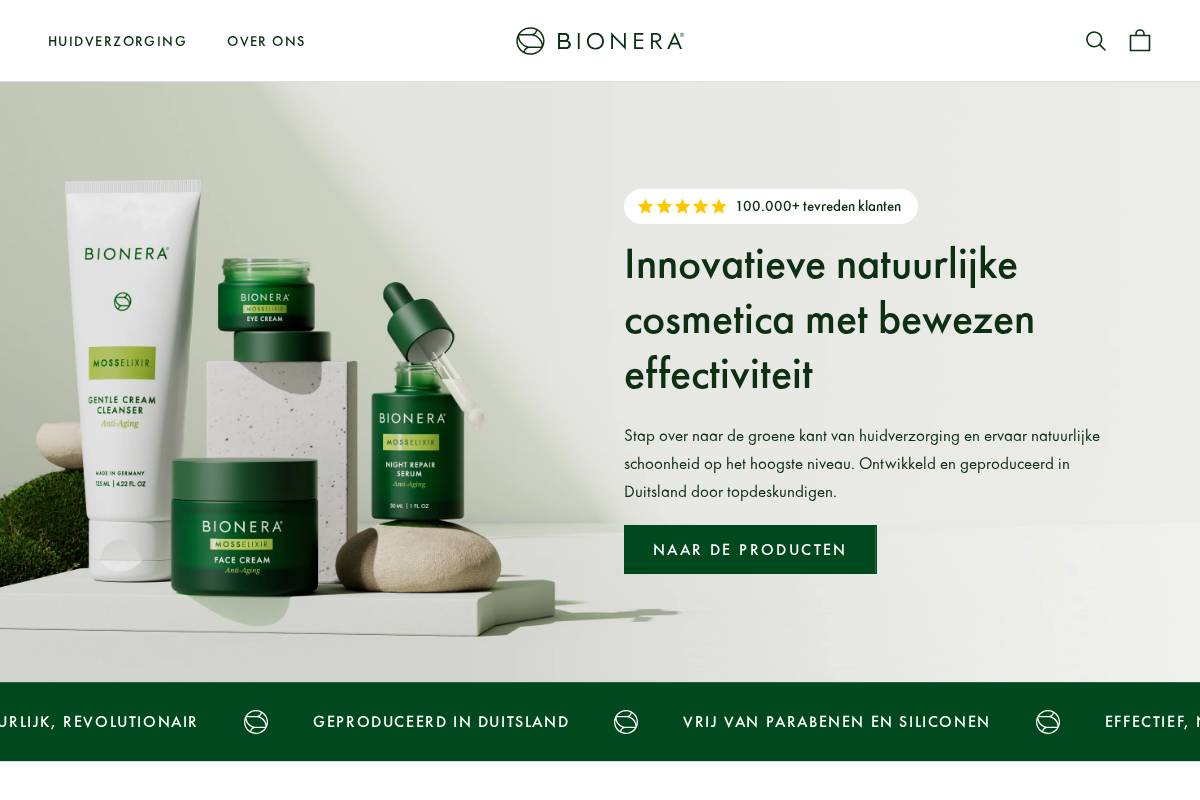 Bionera NL homepage screenshot