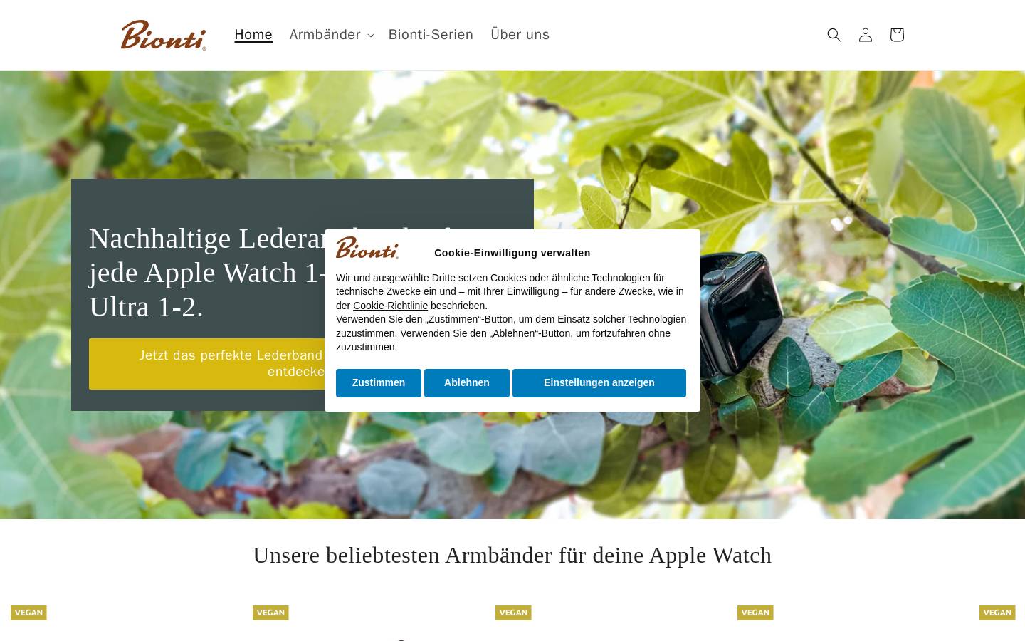 bionti.com homepage screenshot