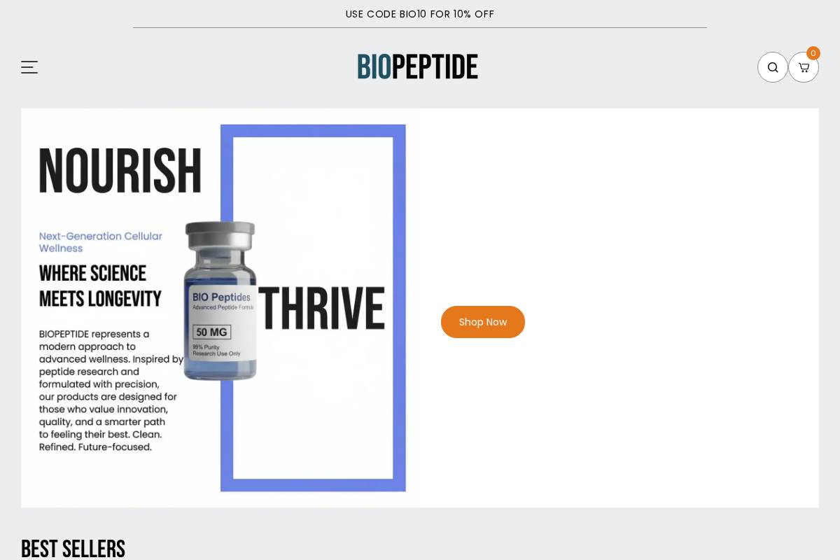 biopeptide.in homepage screenshot
