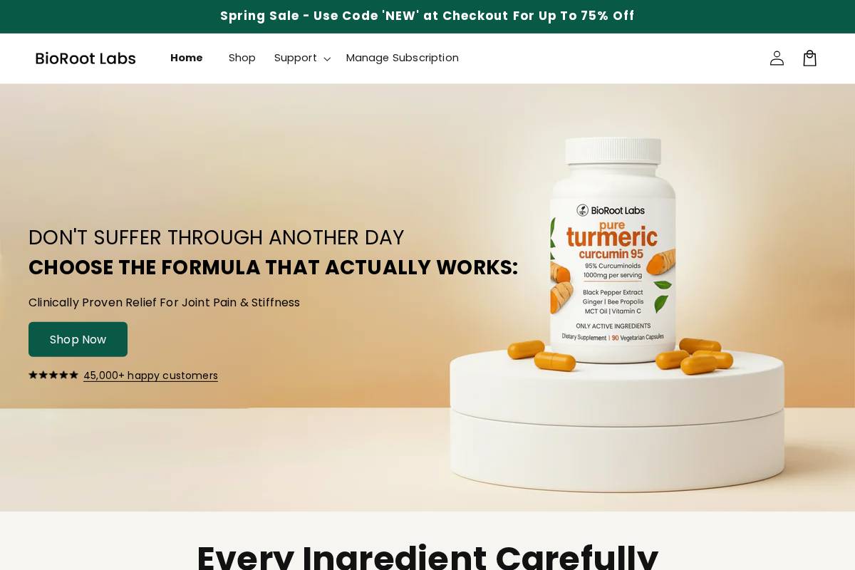 Biorootlabs homepage screenshot