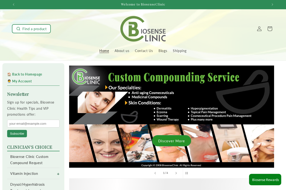 biosenseclinic.com homepage screenshot