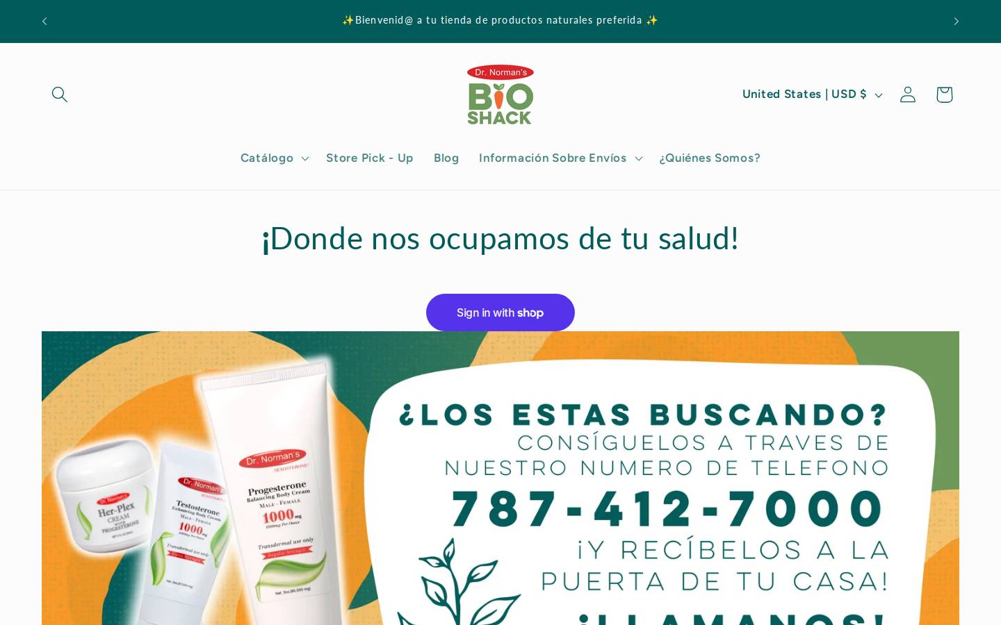 bioshackstore.com homepage screenshot