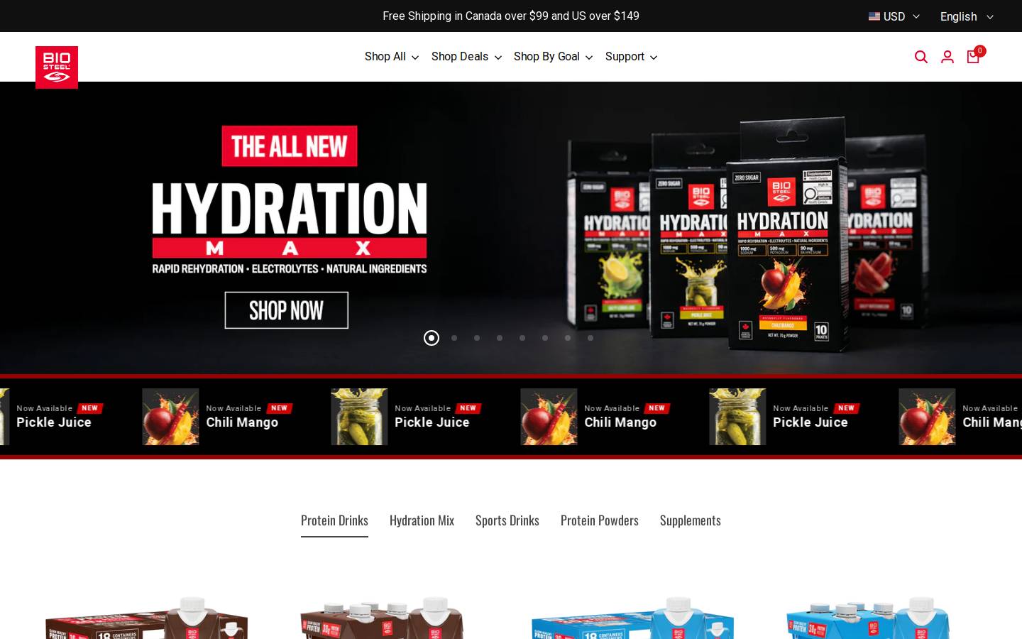 biosteel.com homepage screenshot