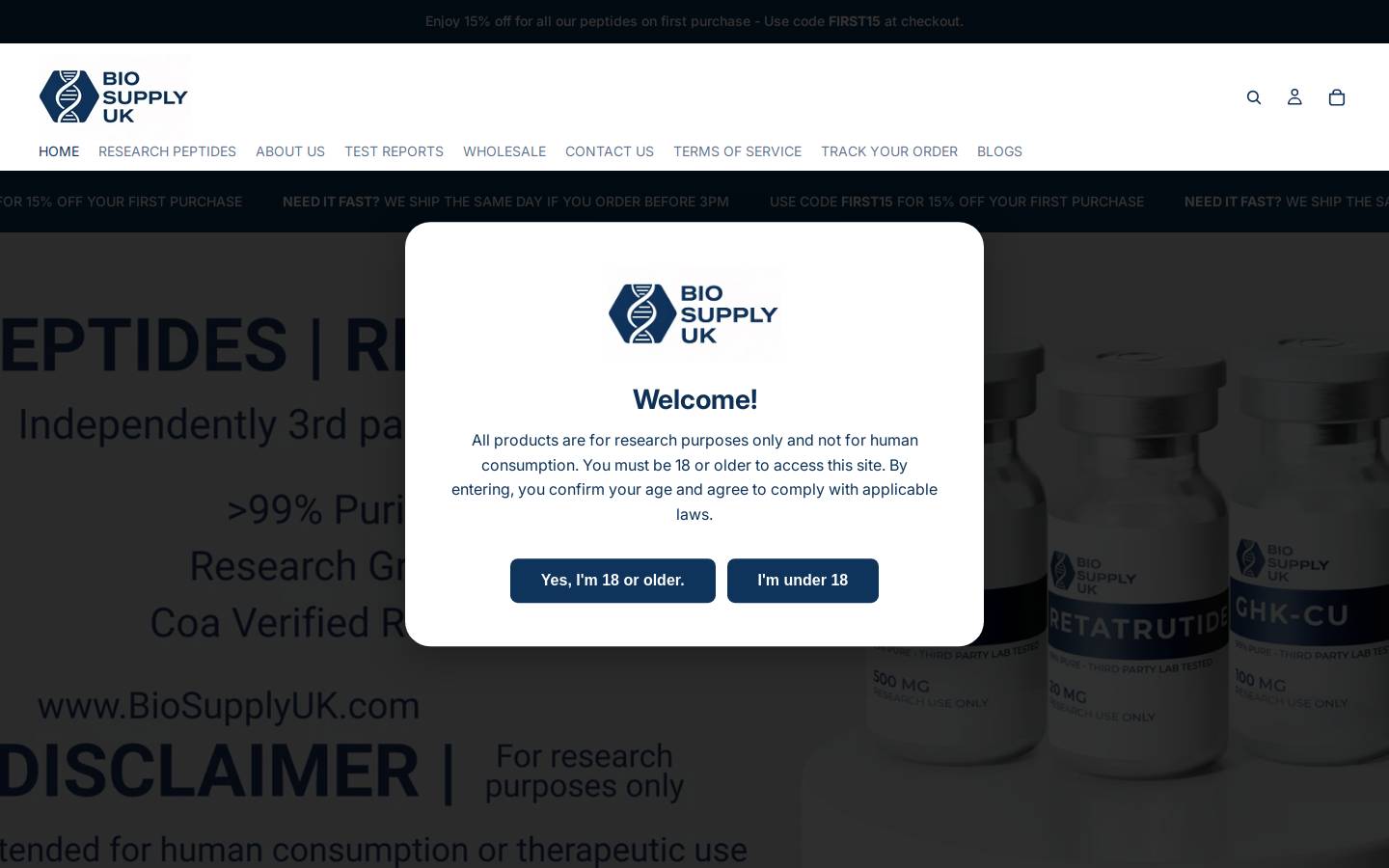 BioSupply UK homepage screenshot