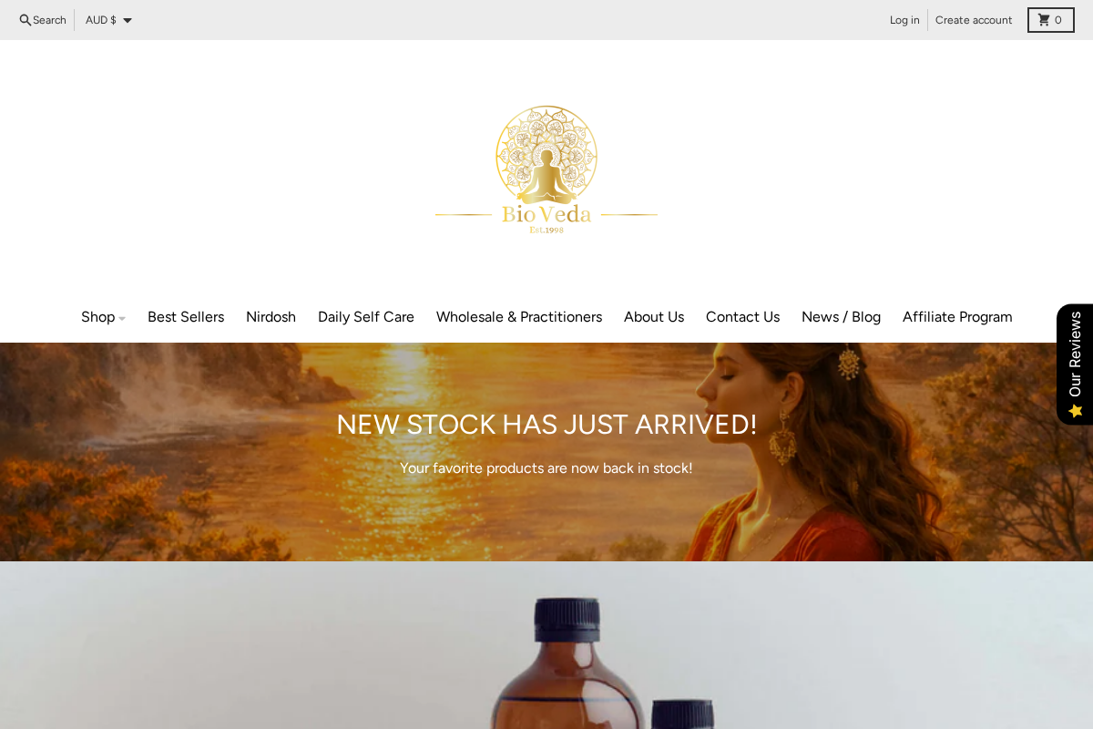 Bio Veda homepage screenshot