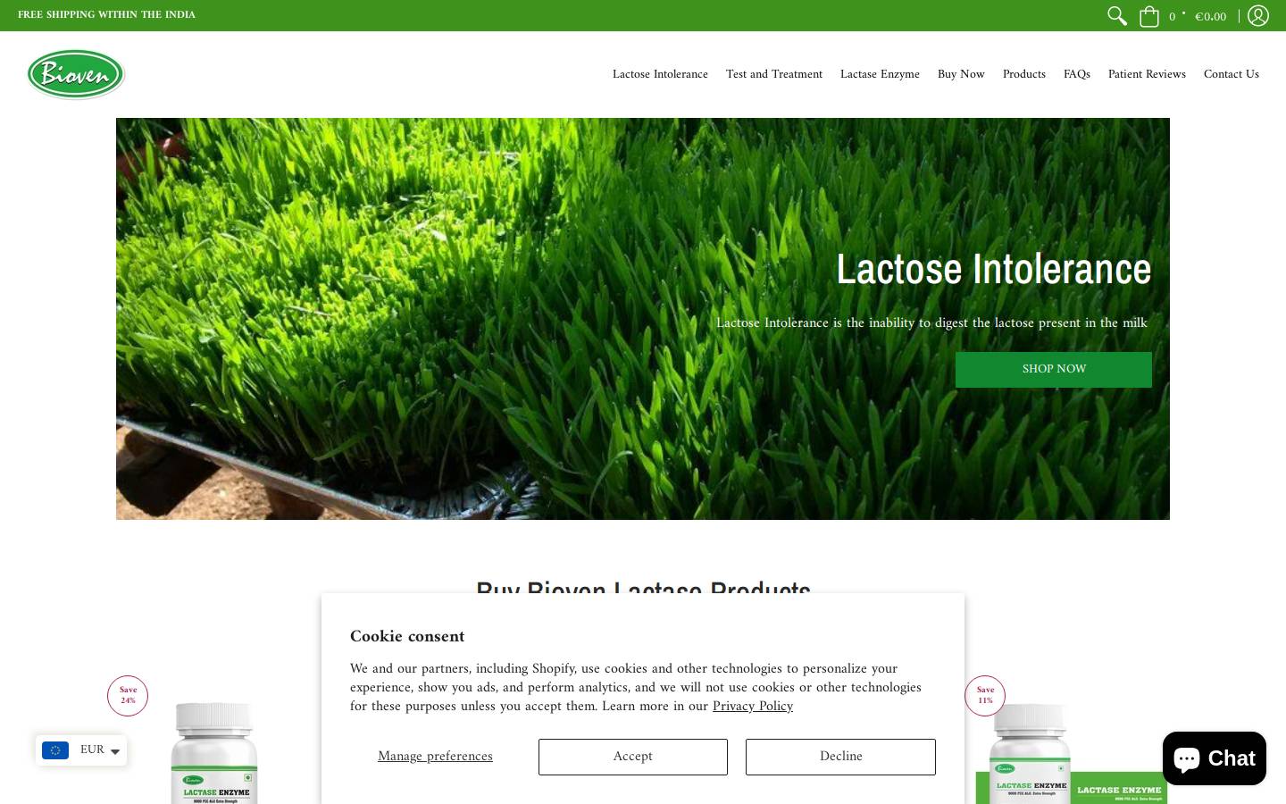 biovenlactase.com homepage screenshot
