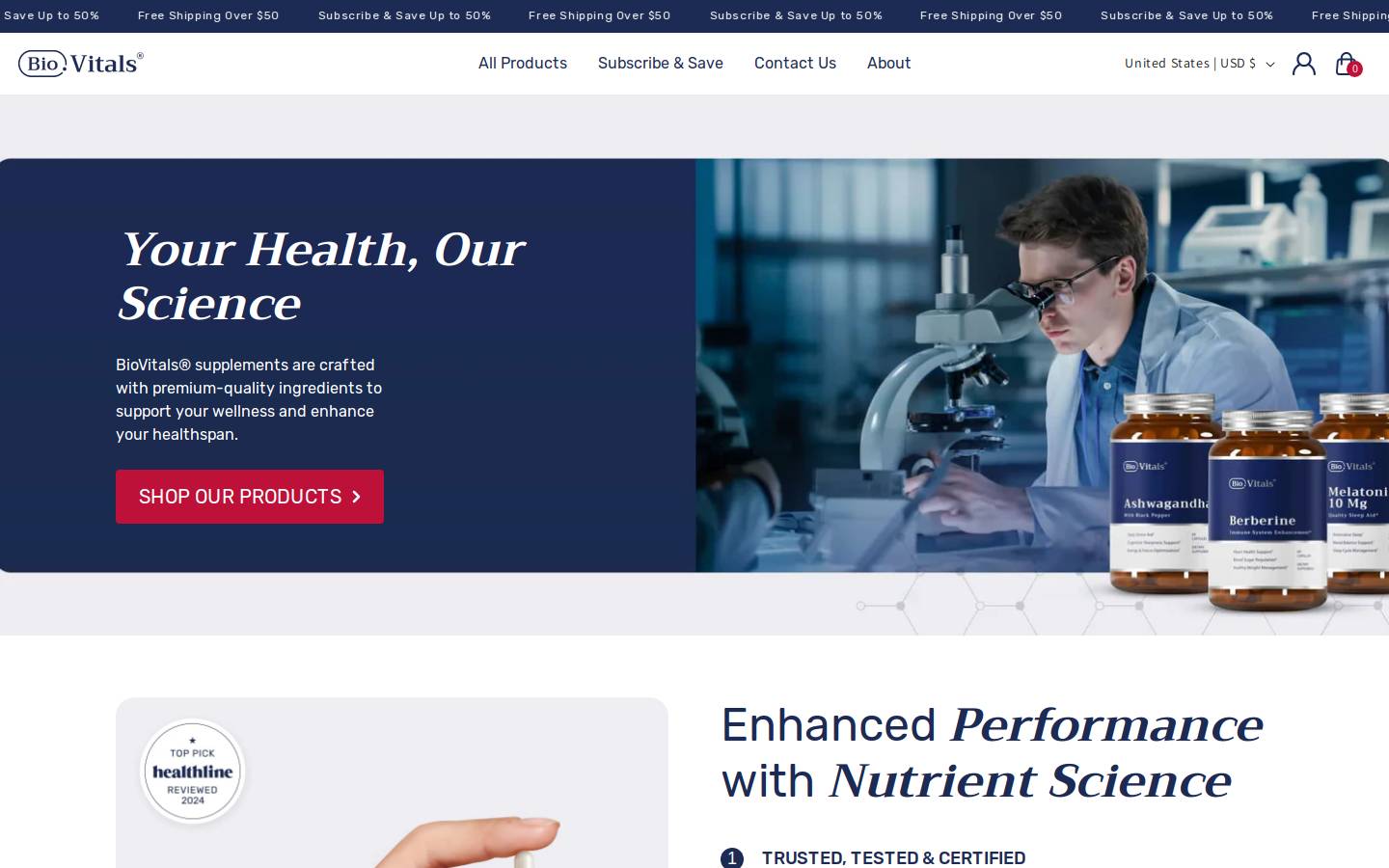   BioVitals® homepage screenshot