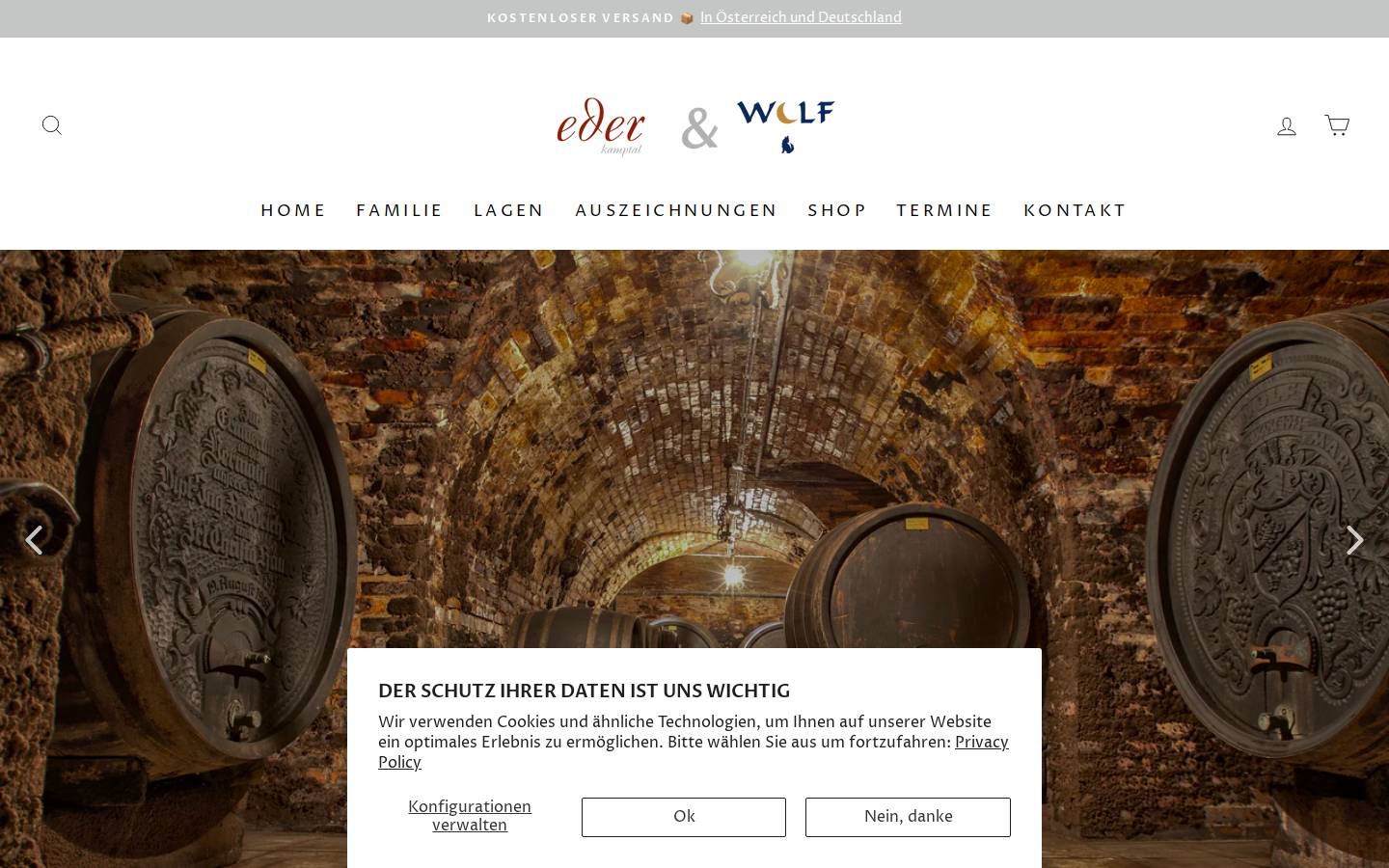 bioweingut-wolf.at homepage screenshot