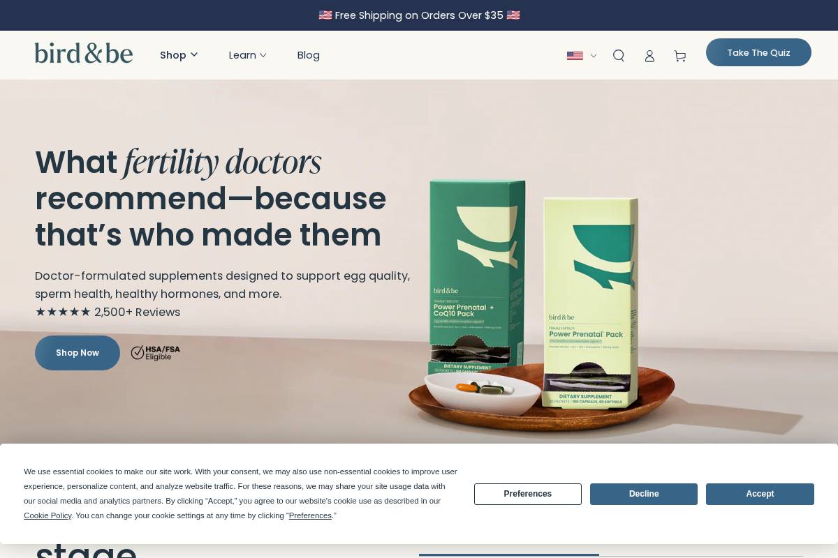 birdandbe.com homepage screenshot