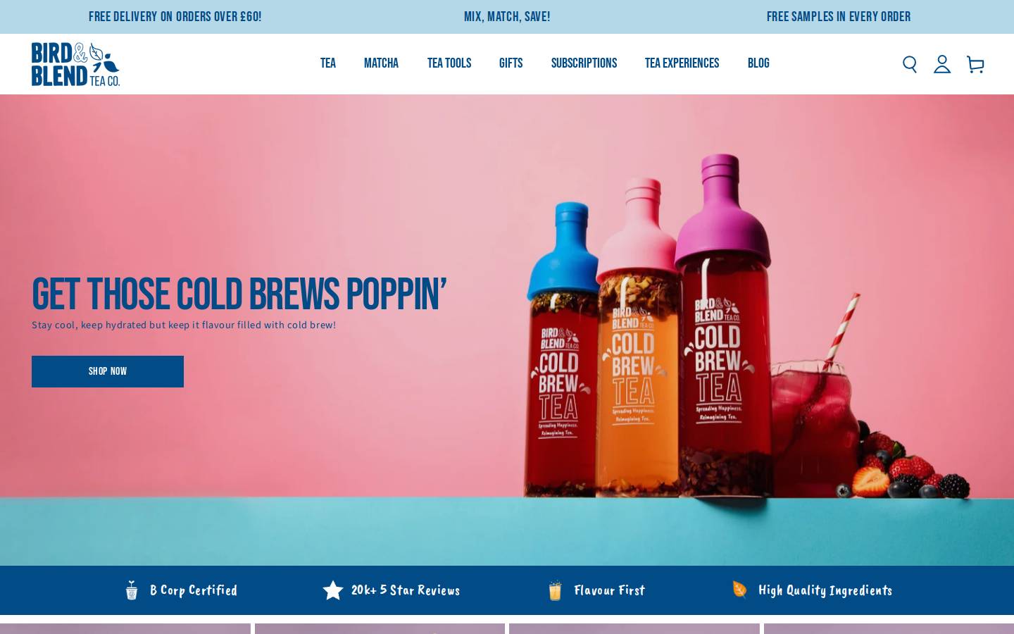 Bird & Blend Tea Co. homepage screenshot