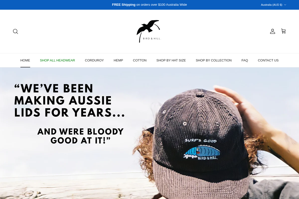 BIRD & HILL. homepage screenshot