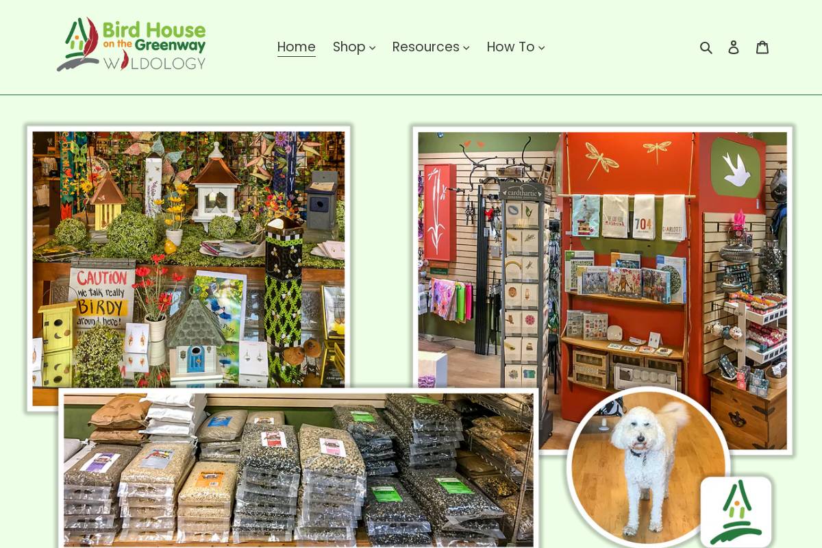 birdhouseonthegreenway.com homepage screenshot