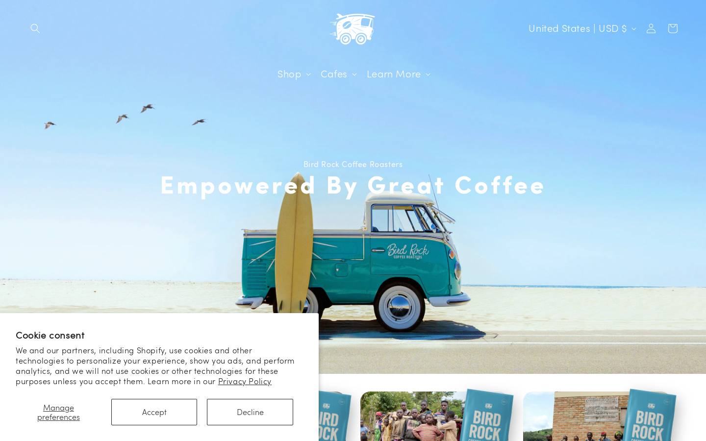 birdrockcoffee.com homepage screenshot