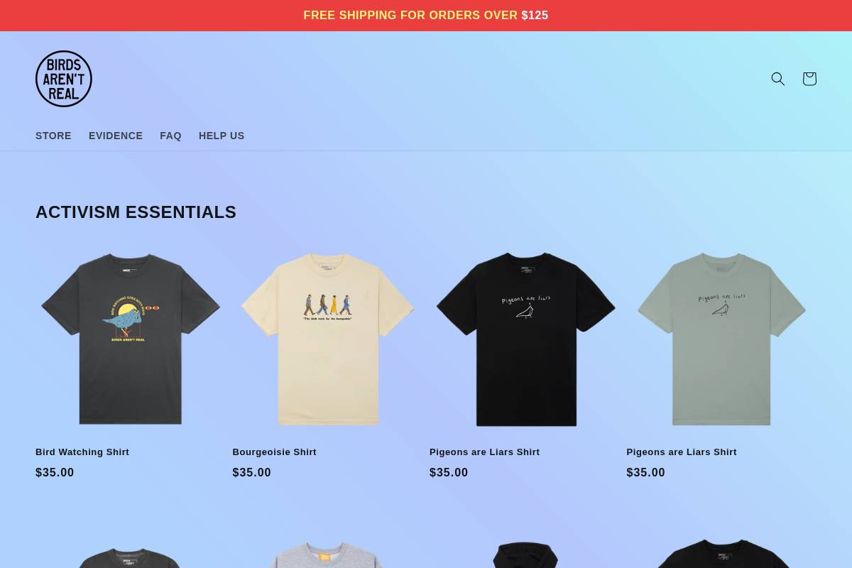 birdsarentreal.com homepage screenshot