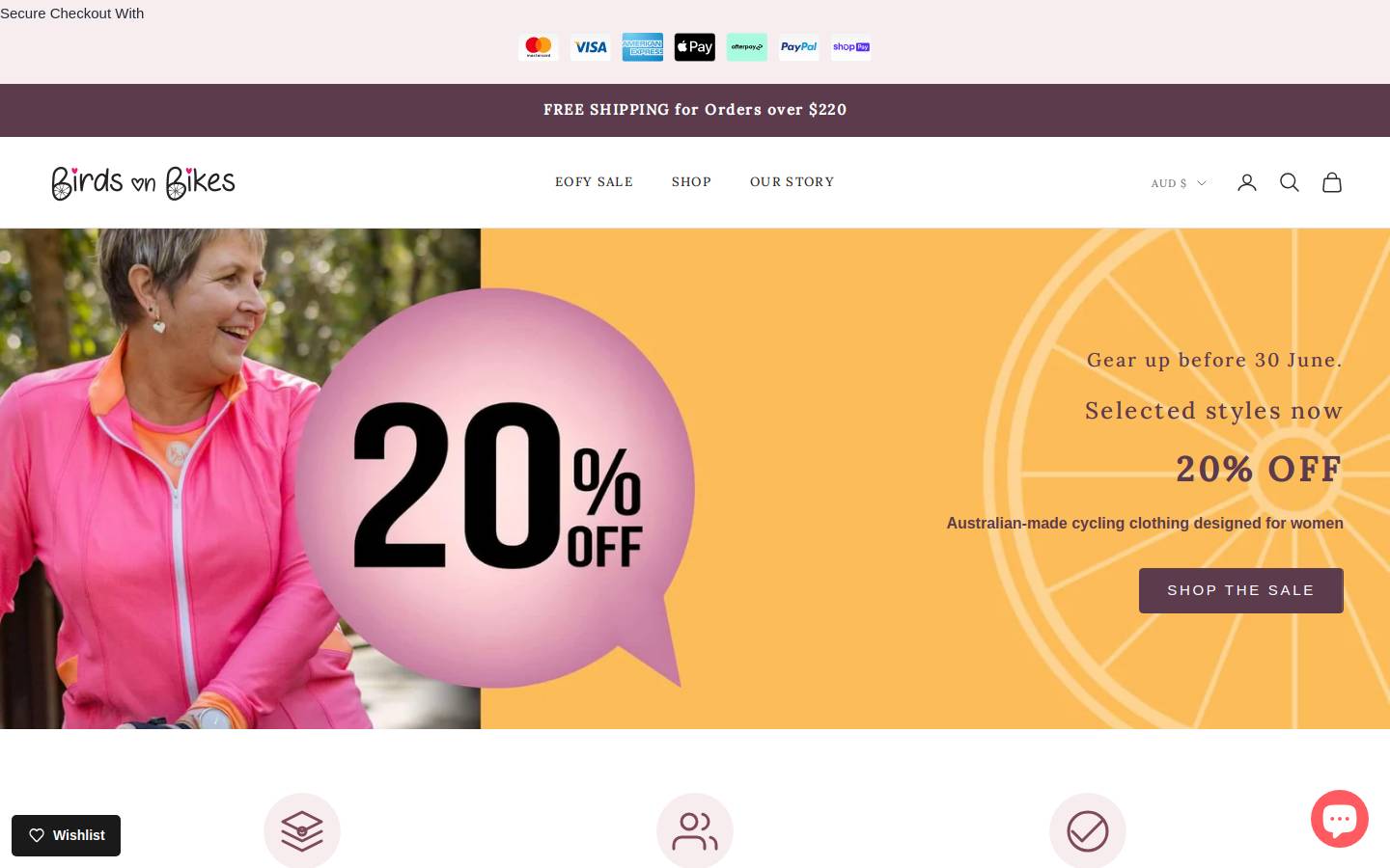 birdsonbikes.com.au homepage screenshot