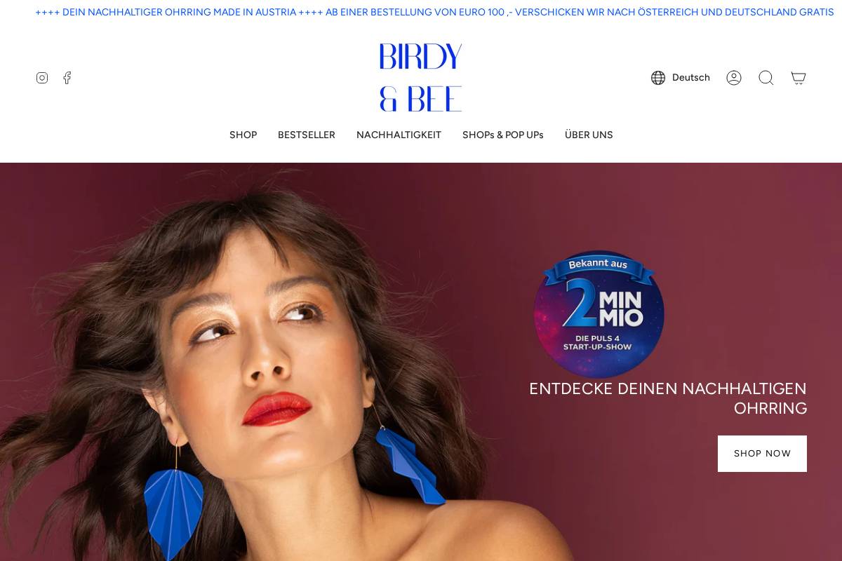 Birdy & Bee homepage screenshot