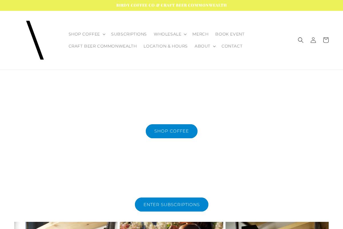 birdycoffeeco.ca homepage screenshot