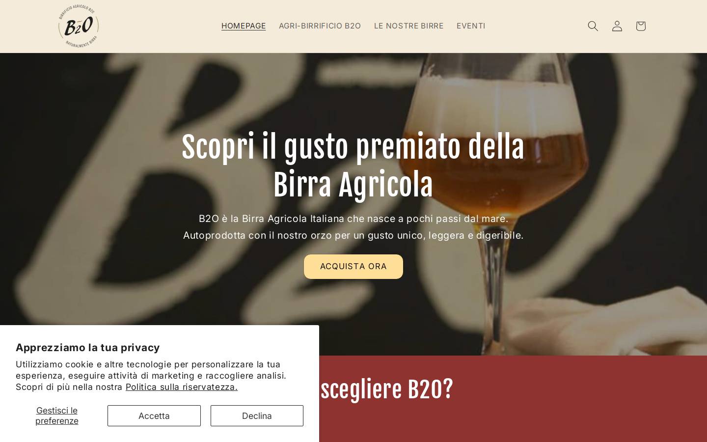 birrificiob2o.com homepage screenshot