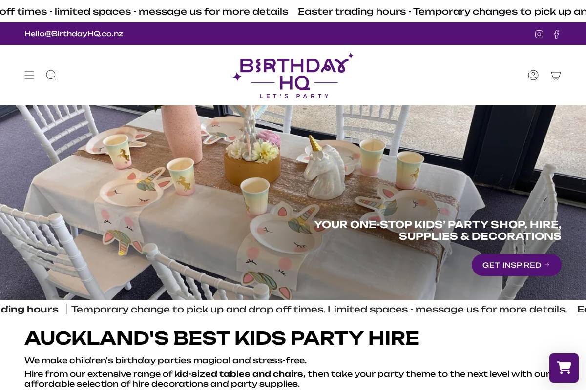 birthdayhq.co.nz homepage screenshot