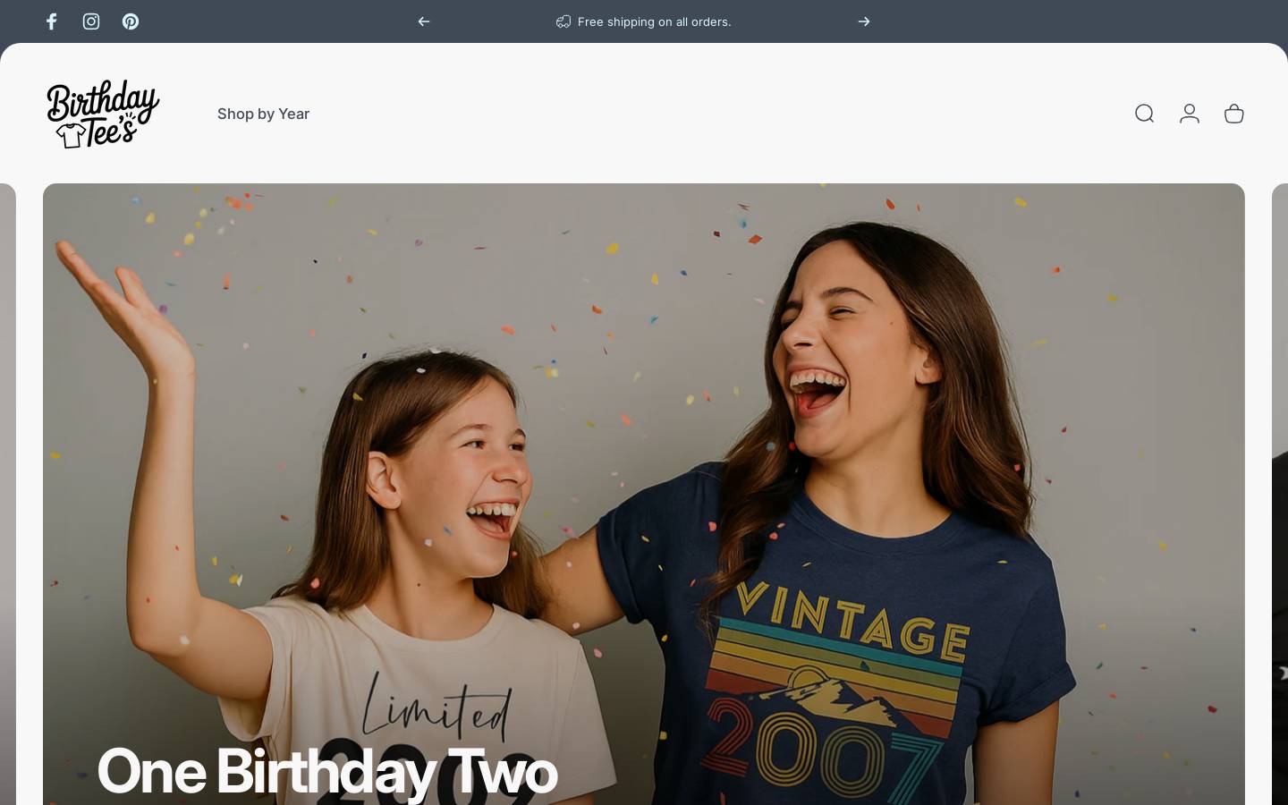 birthdaytees.co.uk homepage screenshot