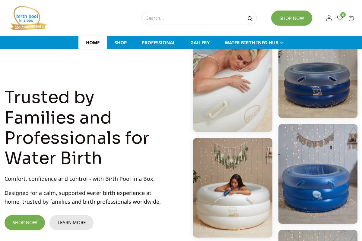 Birth Pool In A Box homepage screenshot