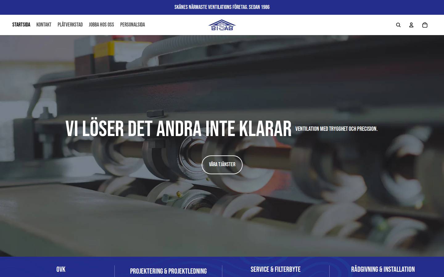 bisabventilation.se homepage screenshot