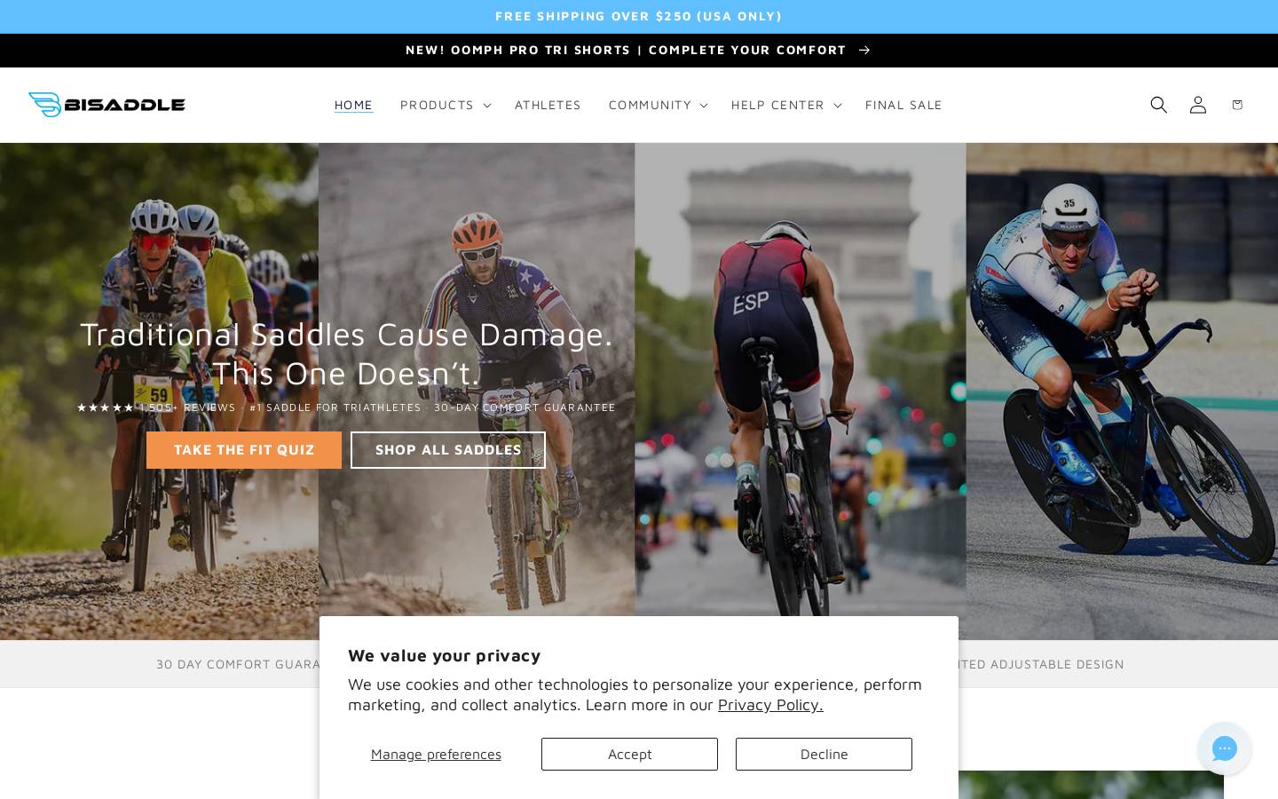 bisaddle.com homepage screenshot