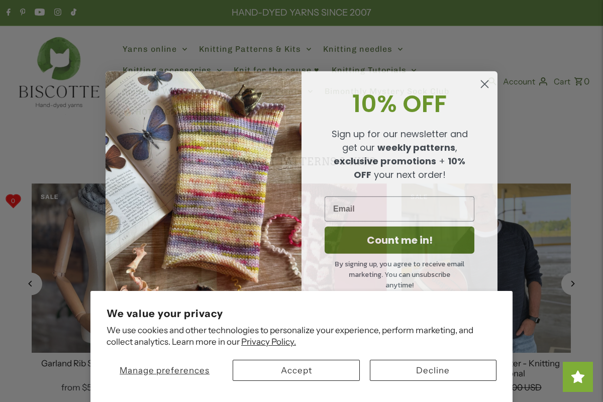 Biscotte Yarns homepage screenshot