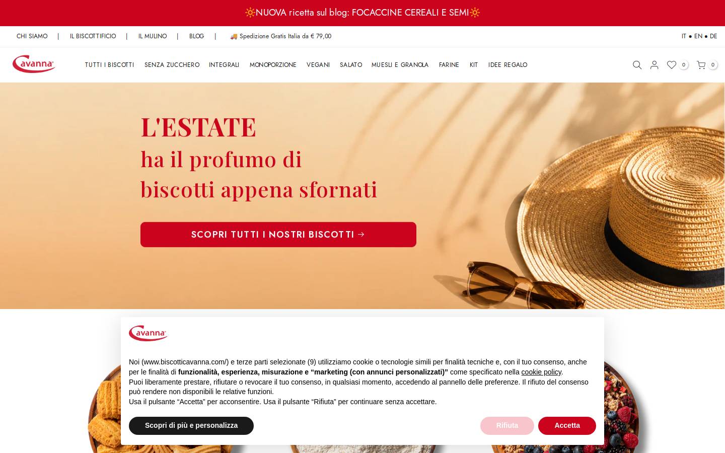 Biscotti Cavanna homepage screenshot
