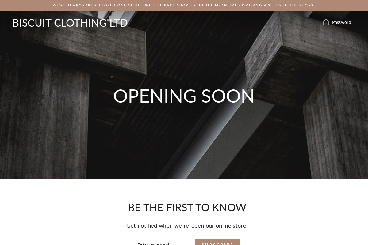 Biscuit Clothing homepage screenshot
