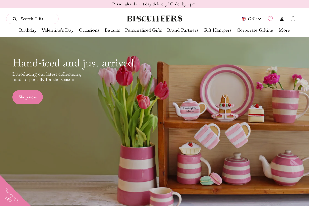 Biscuiteers homepage screenshot